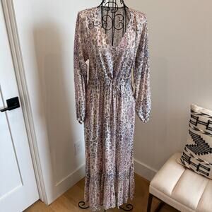 Roller Rabbit Floral V-Neck Long Sleeve Maxi Dress XS-Summer, Cottage, Resort